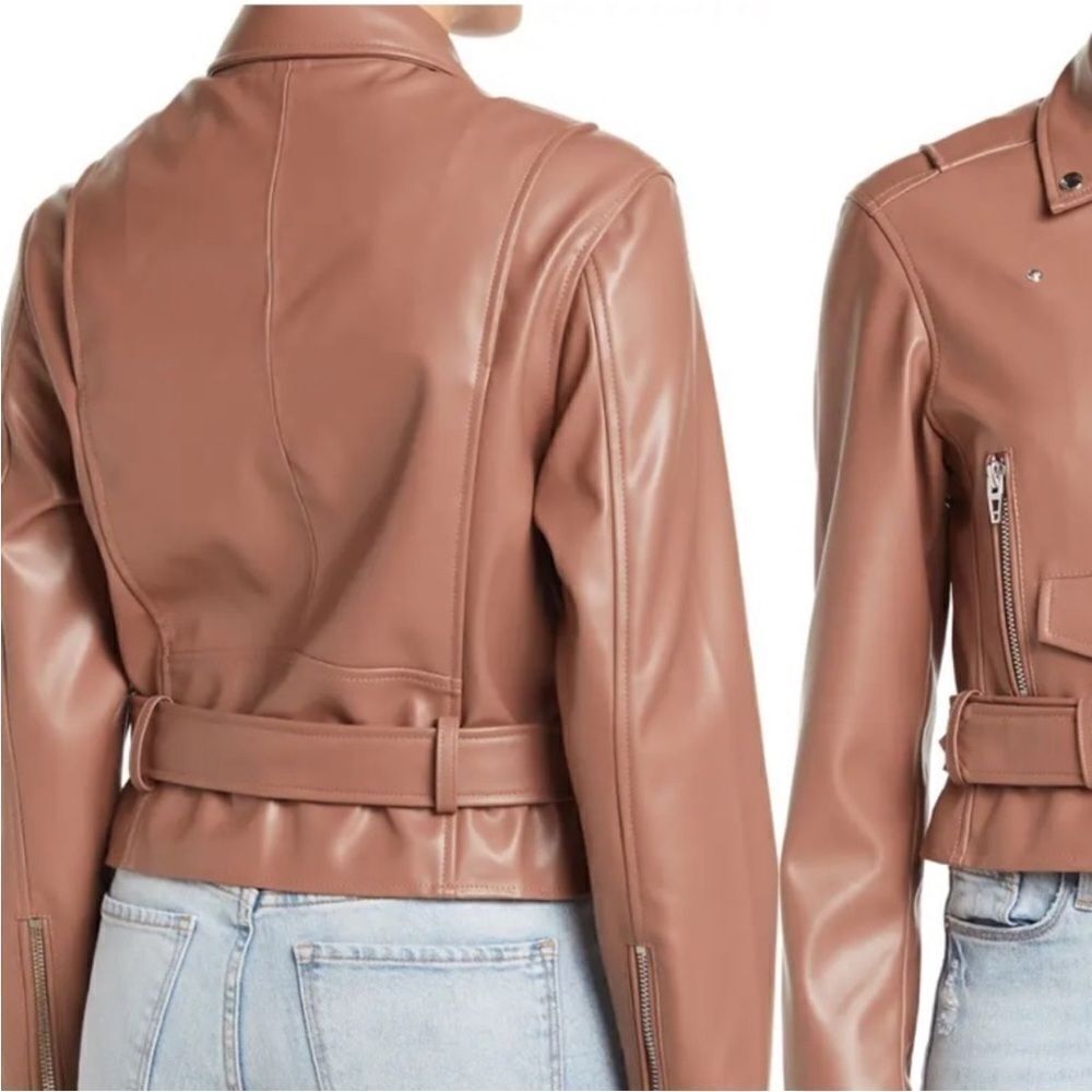 NWOT Anthropologie BLANKNYC Belted Faux Leather Crop Moto Jacket - Picture 5 of 7
